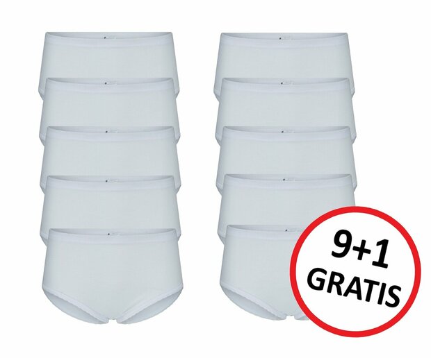 Beeren 9+1-Pack dames tailleslips Belinda Wit 