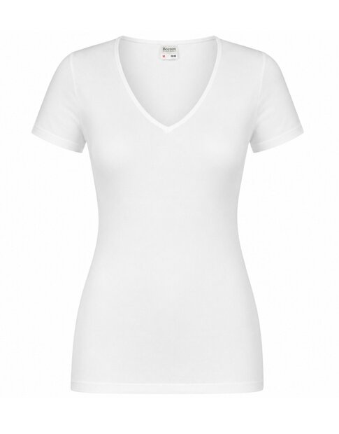 DAMES BEEREN T-SHIRT MET V-HALS EN KORTE MOUW M3000 WIT