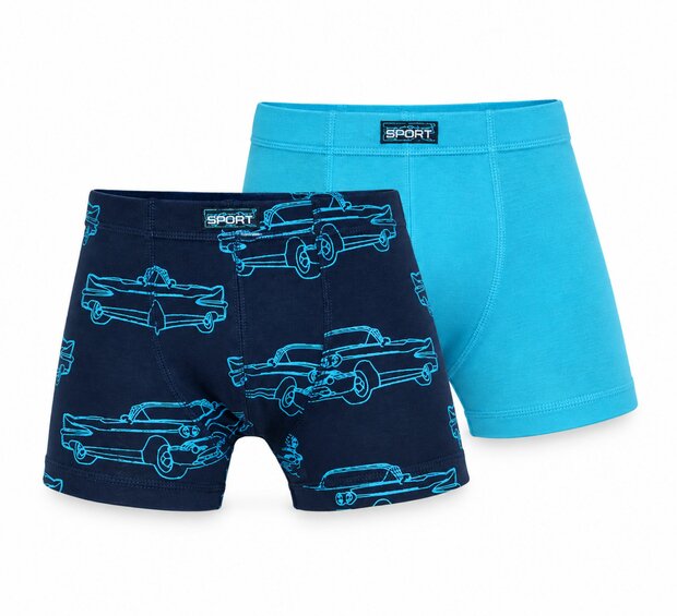 Gino Santi 2-Pack Jongens boxershorts Auto Blauw