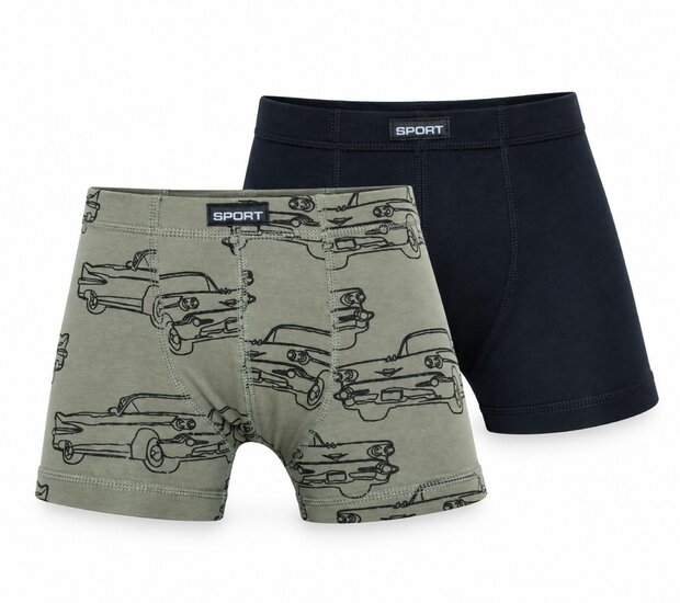 Gino Santi 2-Pack Jongens boxershorts Auto Olijf