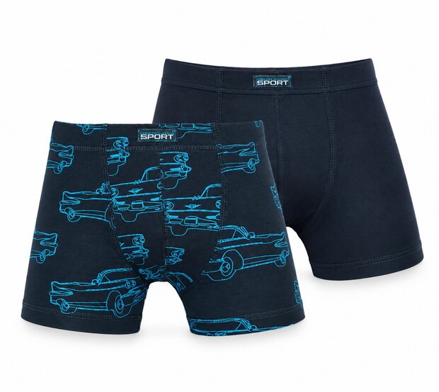 Gino Santi 2-Pack Jongens boxershorts Auto Grijs