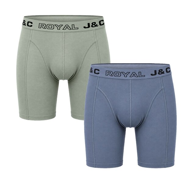 2-pack HEREN BOXERSHORT MET LANGE PIJPEN J&amp;C H162- ass. StoneBlue/SalieGroen
