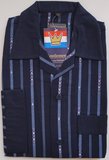 Gentlemen Heren Flanellen Pyjama jas donkerblauw met blauwe streep print_