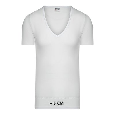 Beeren Extra lang heren T-shirt met diepe V-hals M3000 Wit