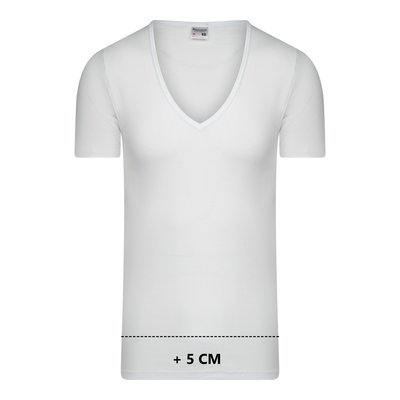 Beeren Extra lang heren T-shirt met diepe V-hals M3000 Wit