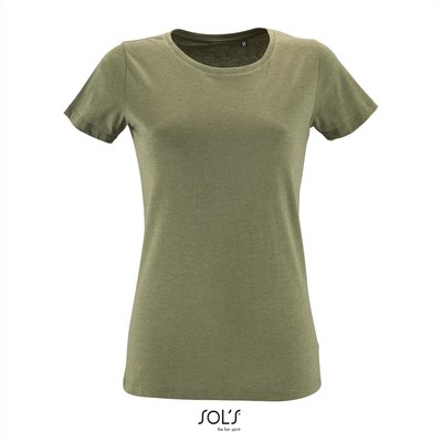 Dames T-shirt met O-Hals Heather Khaki