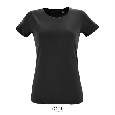 Dames T-shirt met O-Hals Deep Black
