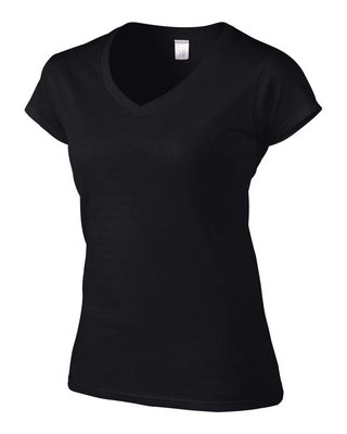 Softstyle Dames T-shirt met V-Hals Zwart