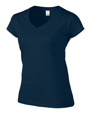 Softstyle Dames T-shirt met V-Hals Navy