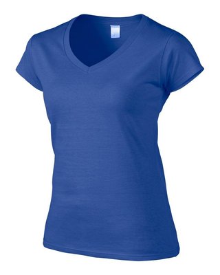 Softstyle Dames T-shirt met V-Hals Royal Blue