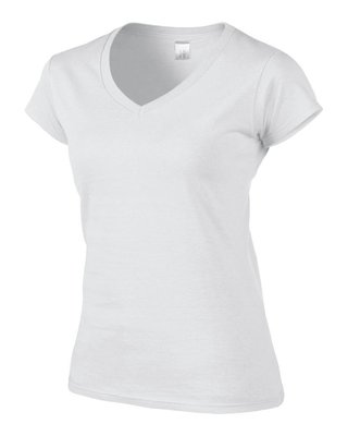 Softstyle Dames T-shirt met V-Hals Wit