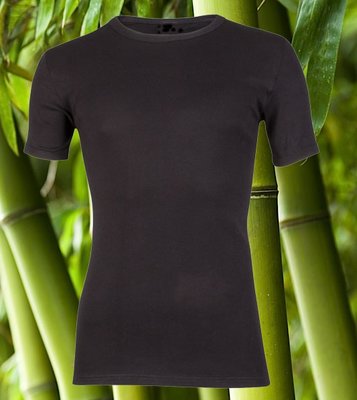Boru bamboe heren T-shirt Korte Mouw Zwart