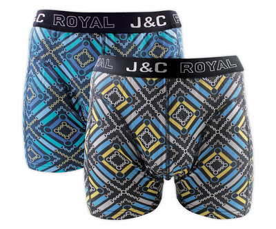 J&C 2-pack Heren boxershorts H242-30060 Gold/Aqua