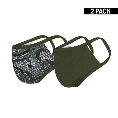 Beeren Dames 2-Pack mondkapjes Snake/Donkergroen maat S