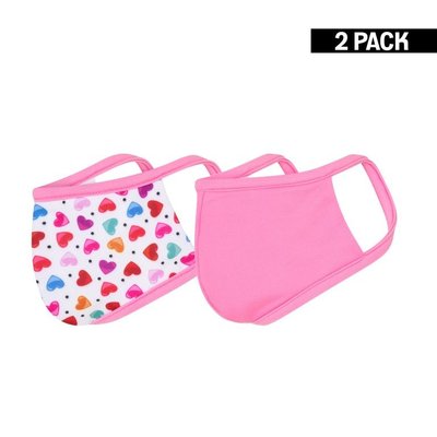 Beeren Meisjes 2-Pack Mondkapjes Hearts/Felroze 4-9 jaar