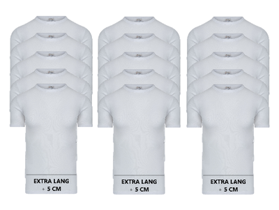 Beeren 15-Pack extra lange heren T-shirts met O-Hals M3000 Wit