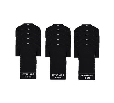 Beeren 15-Pack Extra lange heren T-shirts met O-Hals M3000 Zwart