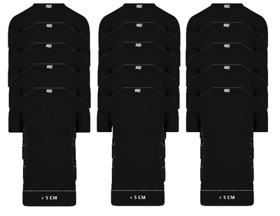 Beeren 15-Pack extra lange heren T-shirts met V-Hals M3000 Zwart