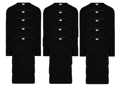Beeren 15-pack Heren T-shirts met V-hals en K.M. M3000 Zwart