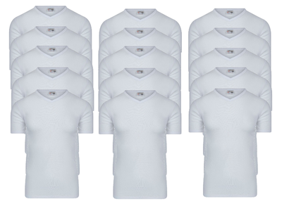 Beeren 15-pack Heren T-shirts met V-hals en K.M. M3000 Wit