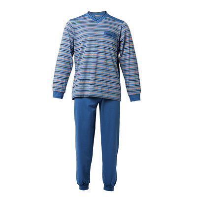 Gentlemen Heren pyjama V-hals Blauw gestreept