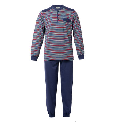 Gentlemen Heren pyjama met knoopsluiting Marine met rood/wit gestreept
