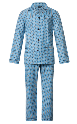 Gentlemen Heren Flanel Pyjama Blauw met print