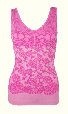 Dames top corrigerend met geboorduurde print J&C Roze