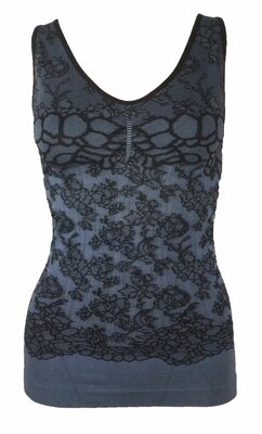 Dames top corrigerend met geboorduurde print J&C Zwart