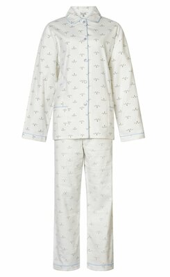 DAMES FLANEL PYJAMA 100% KATOEN MET PRINT VOS - WIT
