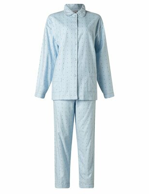 COCODREAM DAMES FLANEL PYJAMA MET PRINT STIPJES -BLUE