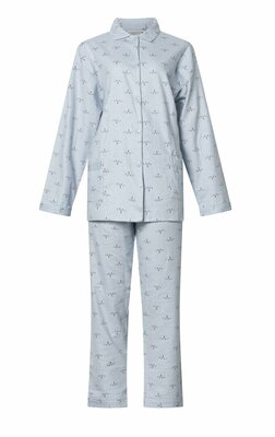 DAMES FLANEL PYJAMA 100% KATOEN MET PRINT VOS - GRIJS