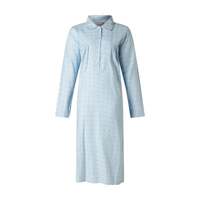 Dames nachthemd Flanel Lunatex met knoopsluiting Blue