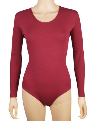 Dames katoenen body 6860 J&C met lange mouw DonkerRood