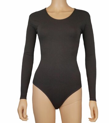 Dames katoenen body 6860  J&C met lange mouw Bruin