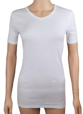 Dames T-shirt Schöller met korte mouw en V-hals Wit