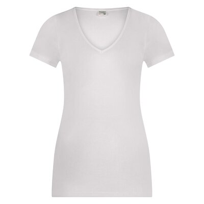 DAMES BEEREN T-SHIRT MET V-HALS EN KORTE MOUW M3000 WIT