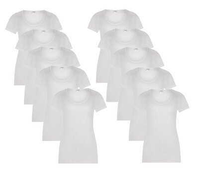 10-PACK BEEREN DAMES T-SHIRT MET O-HALS EN KORTE MOUW M3000 WIT