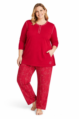 Dames pyjama 100% katoen Normann Rood