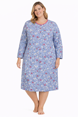 Dames nachthemd 100% katoen van Normann geprint