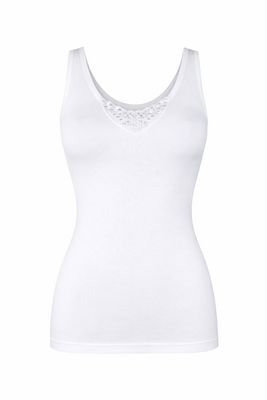 Dames hemd  TRICOTA met kantje 100% Katoen Wit