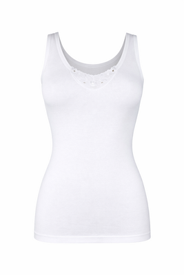 Dames hemd TRICOTA met kant 100% Katoen Wit