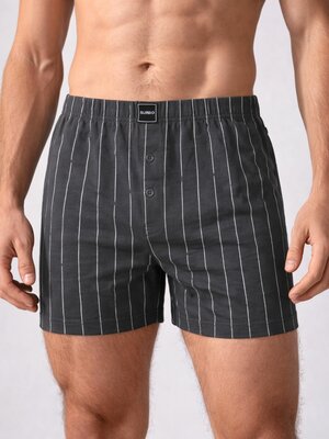 Suaque Heren boxershort Donkergrijs met krijtstreep