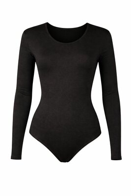 Dames katoenen body 6860 J&C met lange mouw Zwart
