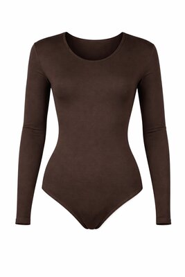 Dames katoenen body 6860  J&C met lange mouw Bruin