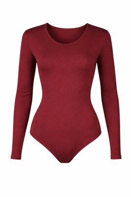 Dames katoenen body 6860 J&C met lange mouw DonkerRood