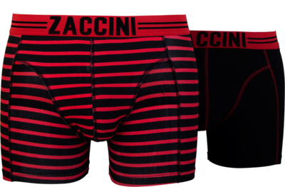 Zaccini 2-pack Heren boxershorts Stripe Black/Red