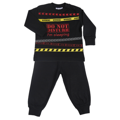 100% Katoen Kinder pyjama Fun2Wear  Do Not Disturb Zwart