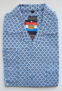 Gentlemen Heren Flanellen Pyjama jas Lichtblauw met donkerblauw print